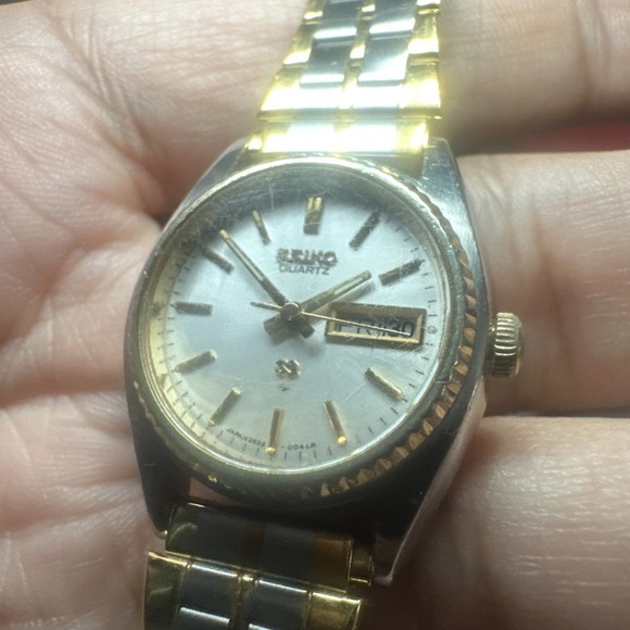 Works VTG Seiko SQ Ladies watch Date Two Tone Quartz New Battery 24mm Fit 6.5in main image 10